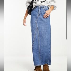 MANGO denim maxi skirt with slit in back
